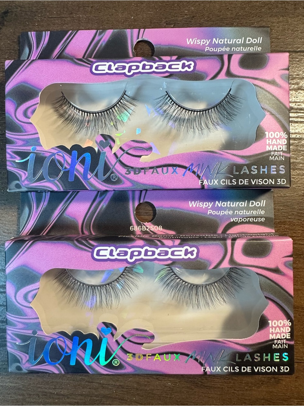ioni 3D Faux Mink Strip Eyelashes Lash Club ~Clapback~ Wispy Natural Doll 2pk